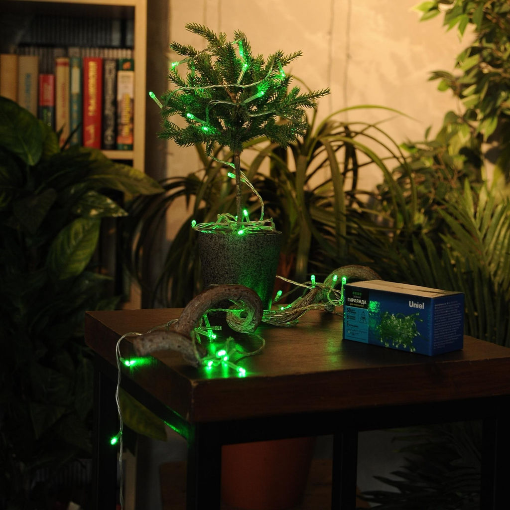 ULD-S0500-050/DTA GREEN IP20 Гирлянда светодиодная с контроллером, 5м. 50 светодиодов. Зеленый свет. Провод прозрачный. ТМ Uniel - Volpe фото 7