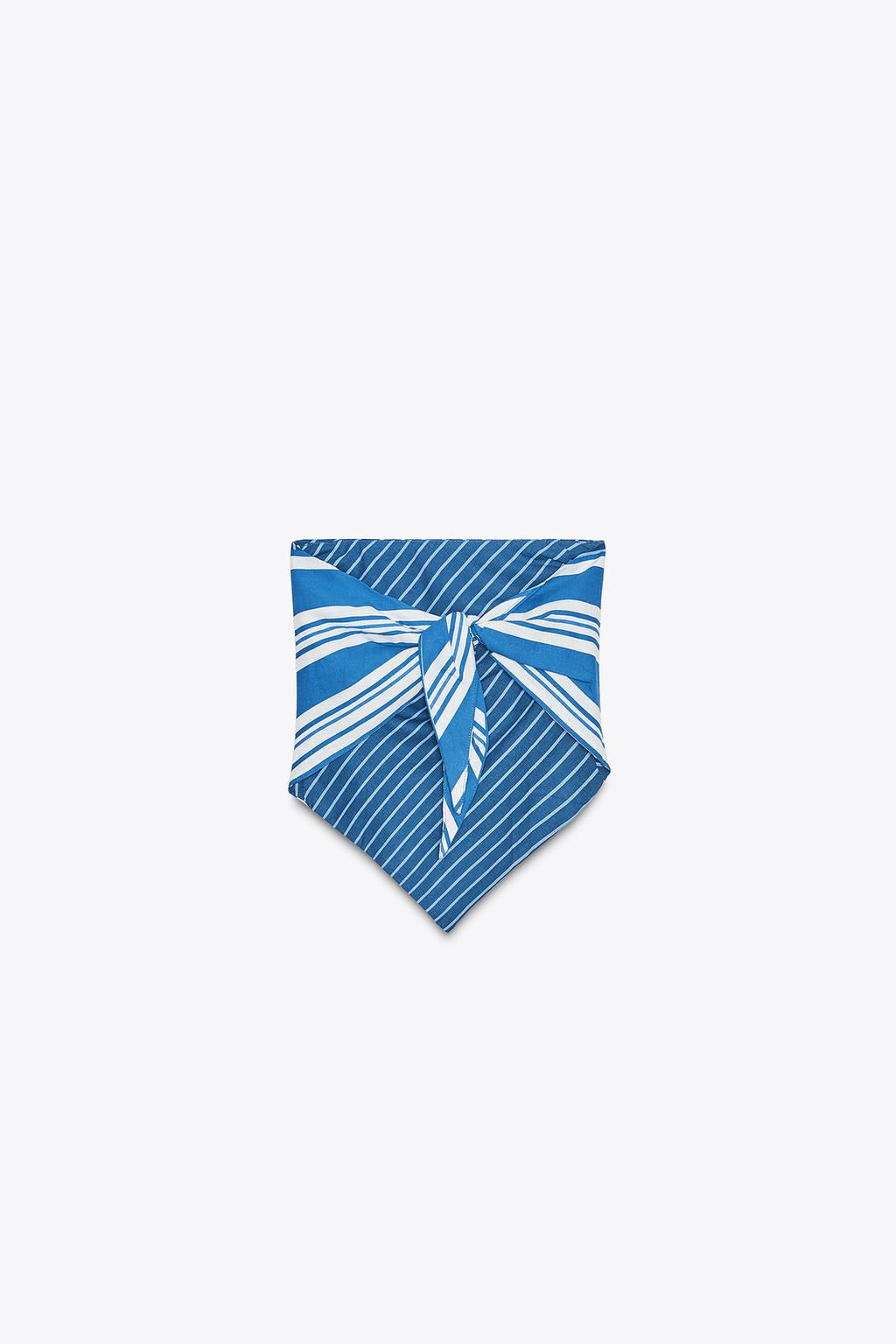 STRIPED LINEN BLEND BANDEAU TOP - Zara фото 2