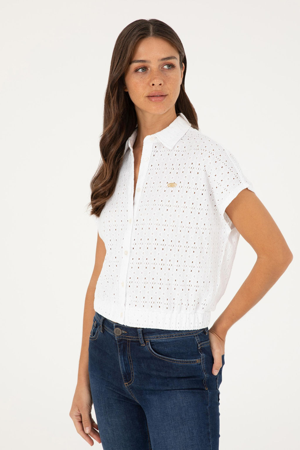 U. S. Polo Assn / Женская белая трикотажная рубашка - U.s. polo assn фото 3