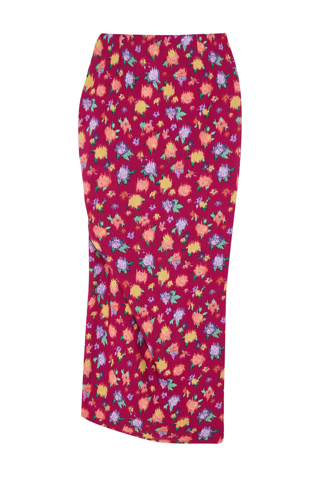 TRENDYOLMILLA Fusya Desenli Y?rtmac Detayl? Midi Boy Dokuma Etek TWOSS24ET00233  фото 7