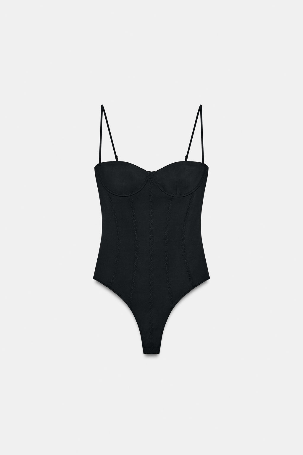 POLYAMIDE BLEND BODYSUIT WITH LACE TRIM - Zara фото 7