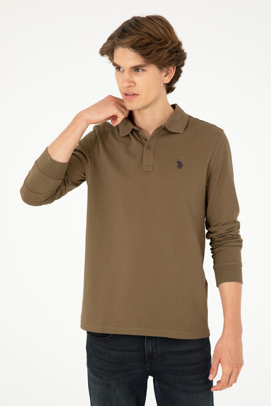 Мужской базовый свитшот цвета хаки Неожиданная скидка в корзине - U.s. polo assn фото 3