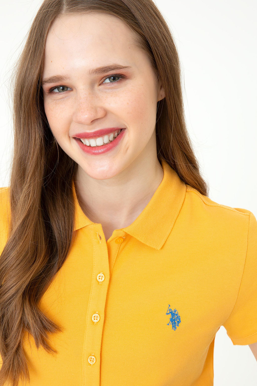 Женская желтая базовая футболка с воротником-поло Неожиданная скидка в корзине - U.s. polo assn фото 2