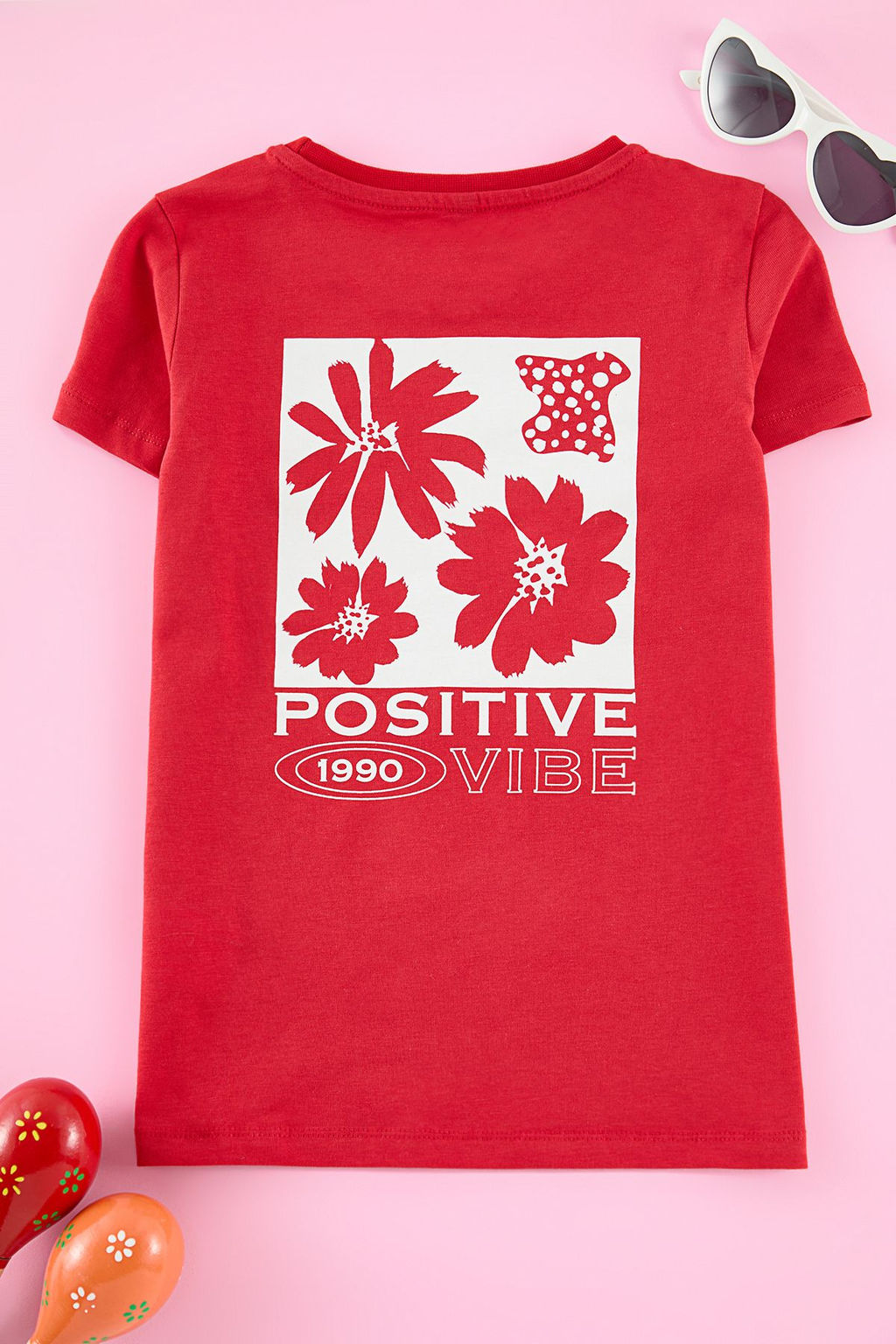 K?rm?z? K?z Cocuk Anne-K?z Bask?l? Orme Mini Me T-Shirt TKDAW25TS00021