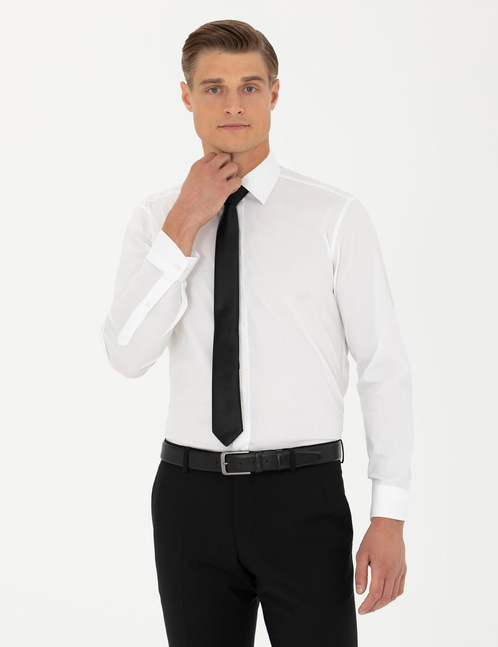 Белая классическая рубашка из хлопка приталенного кроя - Cacharel фото 2