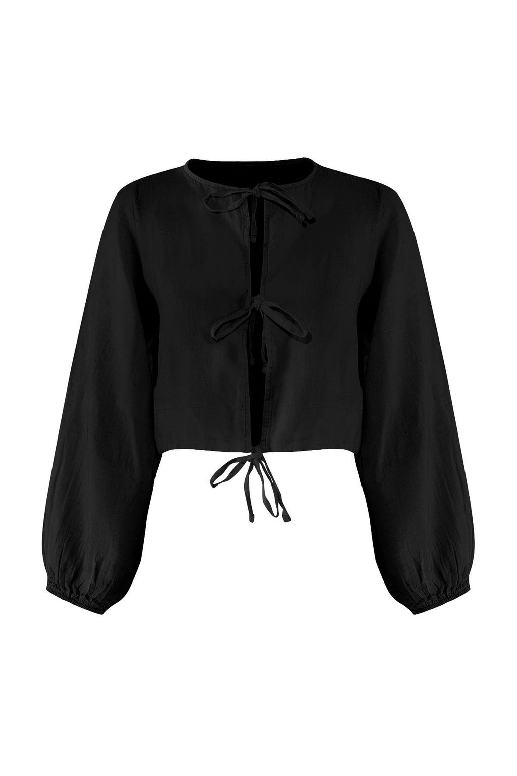 TRENDYOLMILLA Sar? Dokuma %100 Keten Baglamal? Balon Kollu Plaj Gomlek TBESS25GO00016 фото 23