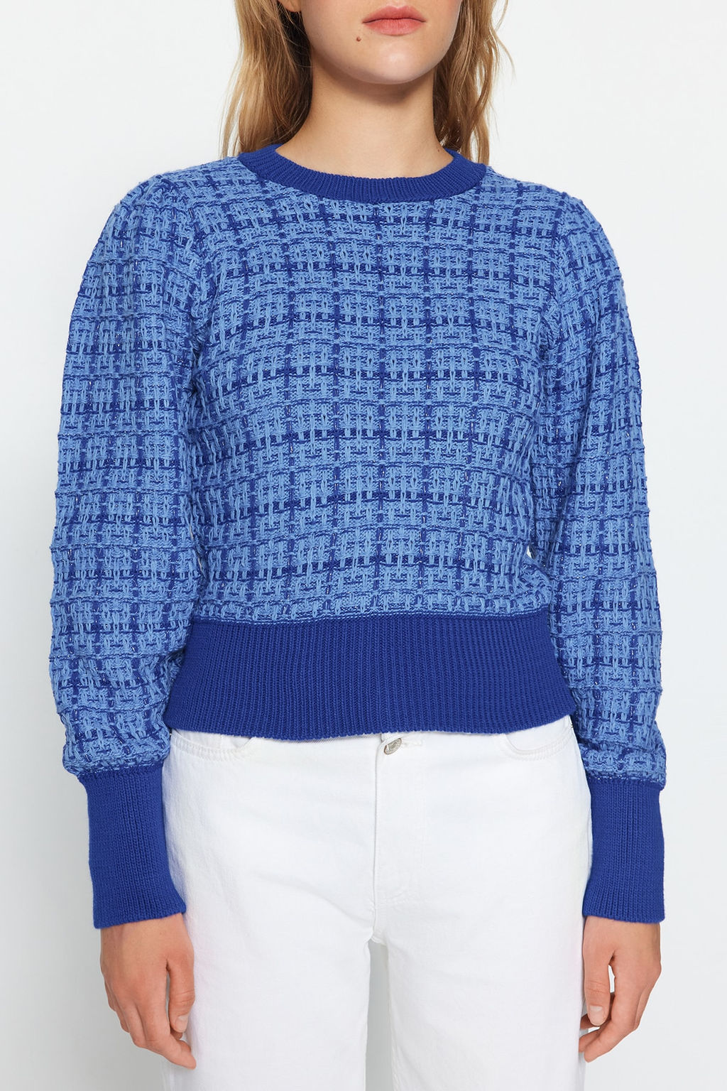 Gul Kurusu Simli Tuvit Gorunumlu Triko Kazak TWOAW21KZ0032 - Trendyolmilla фото 12