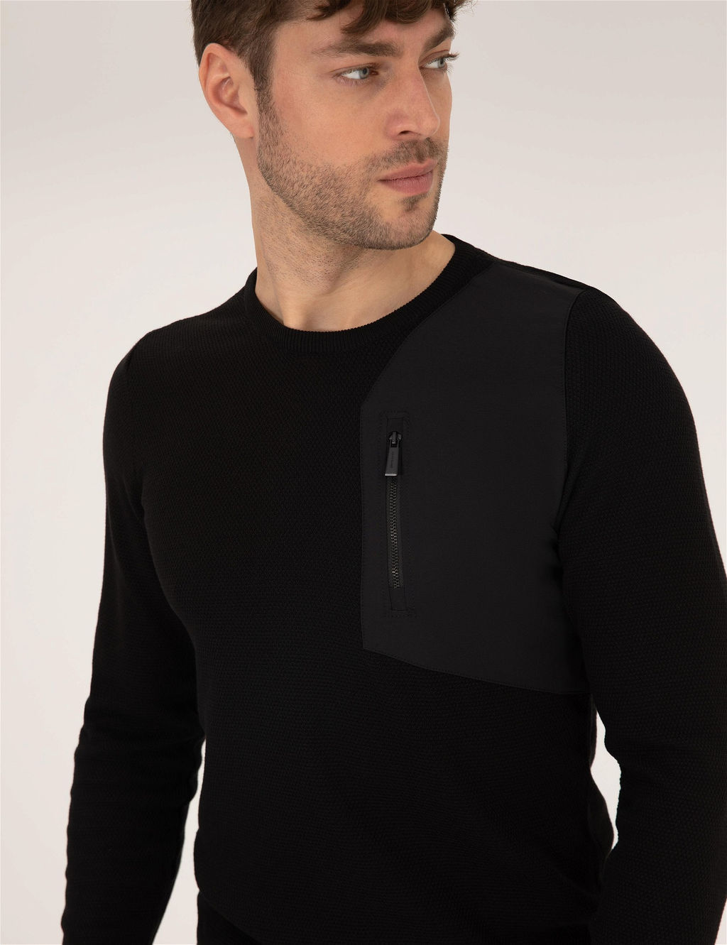 Siyah Slim Fit Bisiklet Yaka Triko Kazak - Pierre cardin фото 5