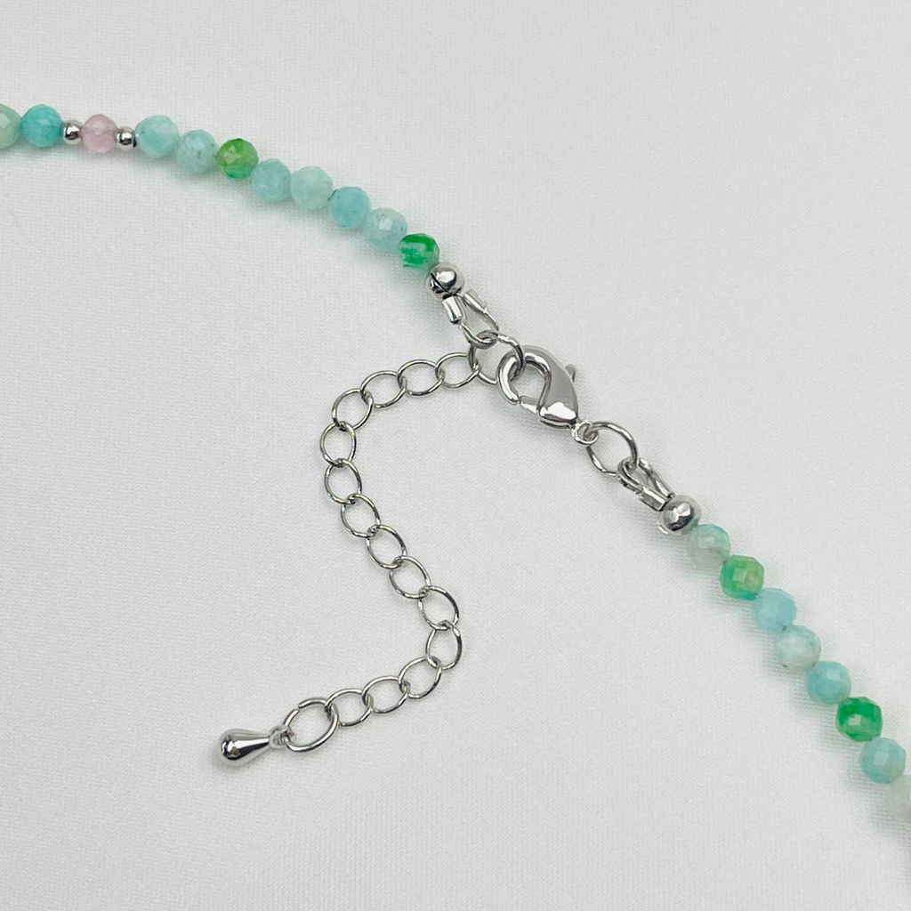 Колье из Амазонита и Розового кварца