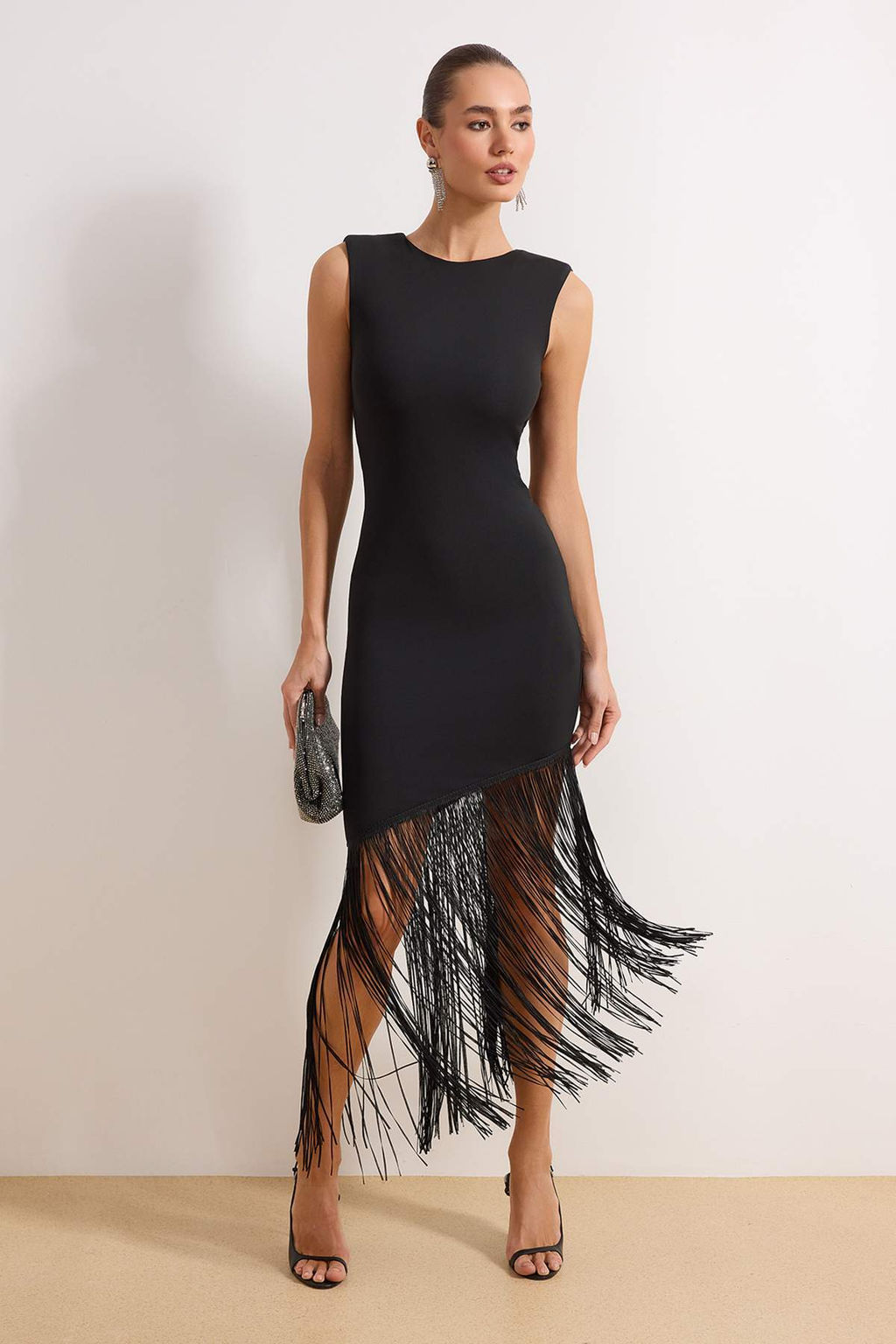 Siyah Puskul Detayl? Orme S?k/Gece Elbise TPRSS26EL00080