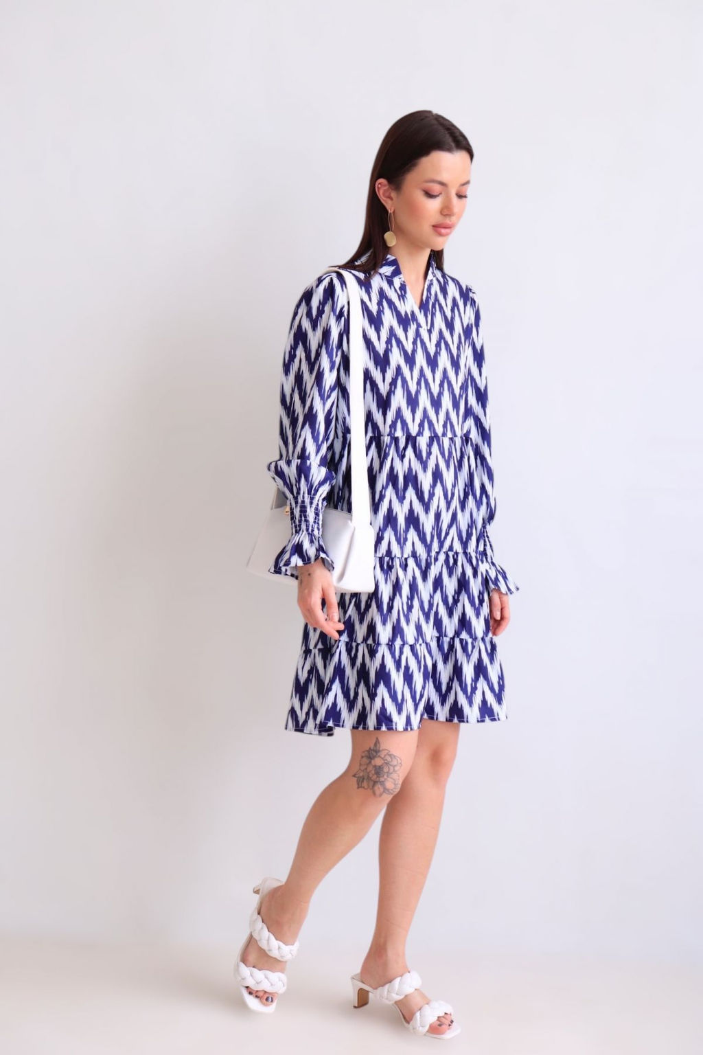 Martichelli Платье зиг-заг бело-синее  фото 16