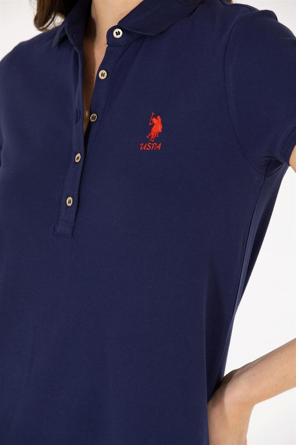 U. S. Polo Assn Женское темно-синее трикотажное платье с воротником-поло - U.s. polo assn фото 14