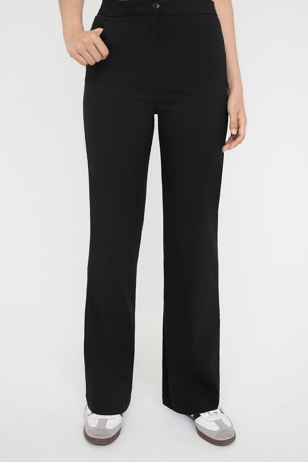 Teen Siyah Fitted Likral? Esnek Wide Leg/Genis Paca Pantolon TWOAW26PL00009