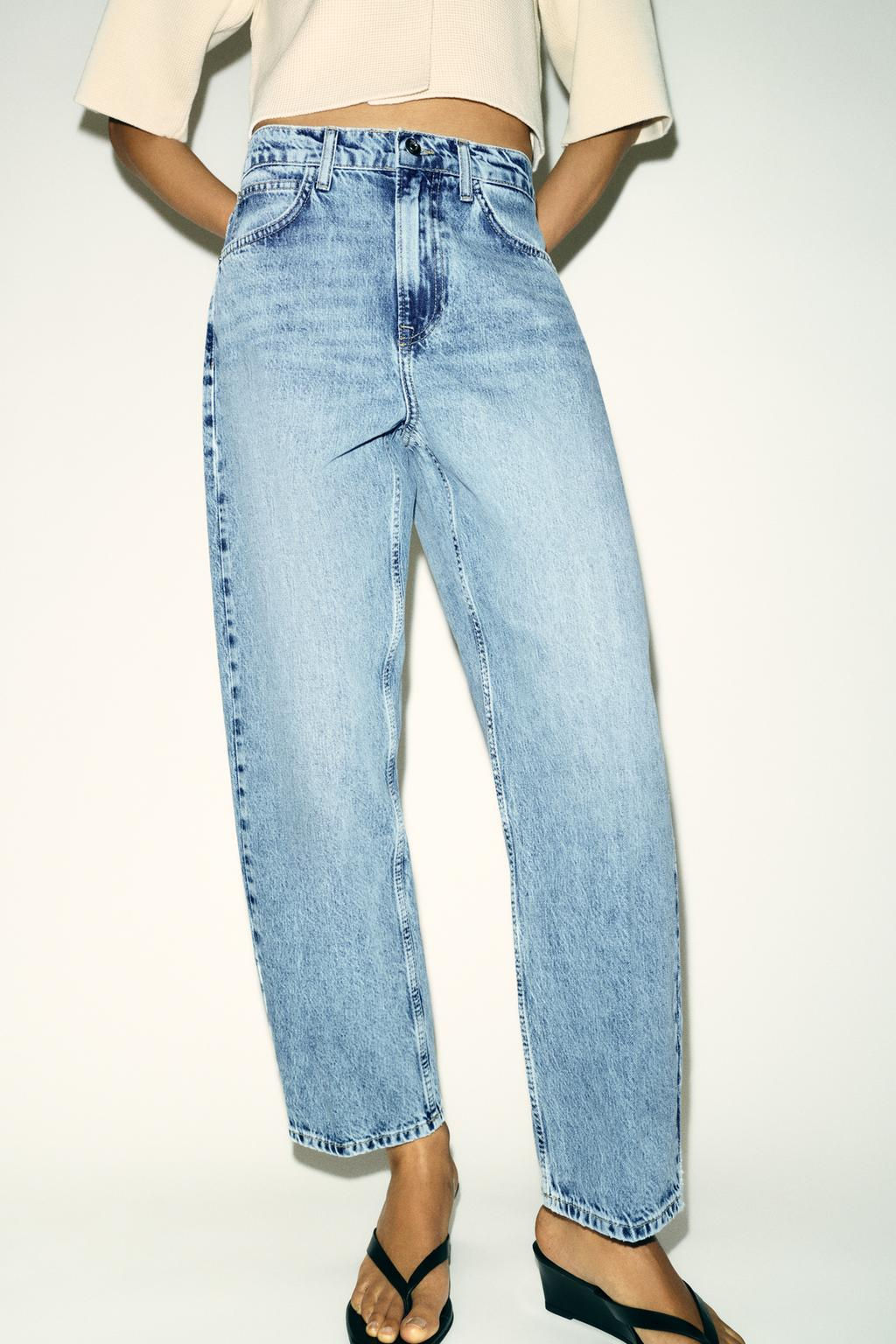 Z1975 MID-WAIST BARREL JEANS WITH PRESSED CREASE - Zara фото 2