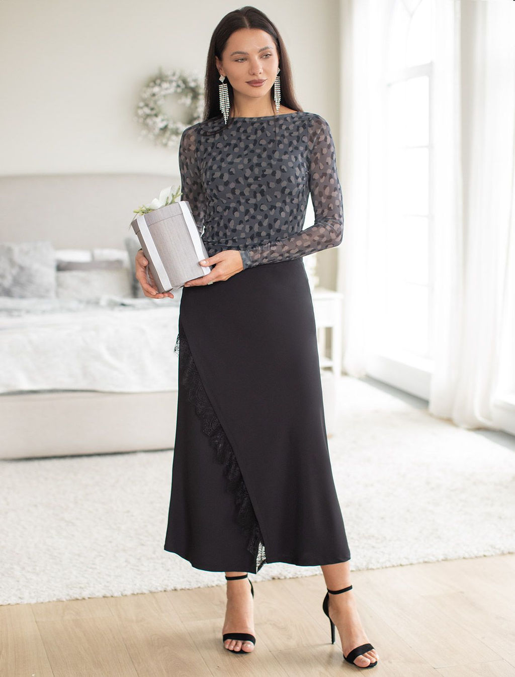 D29.278 Блузка женская серый-коричневый