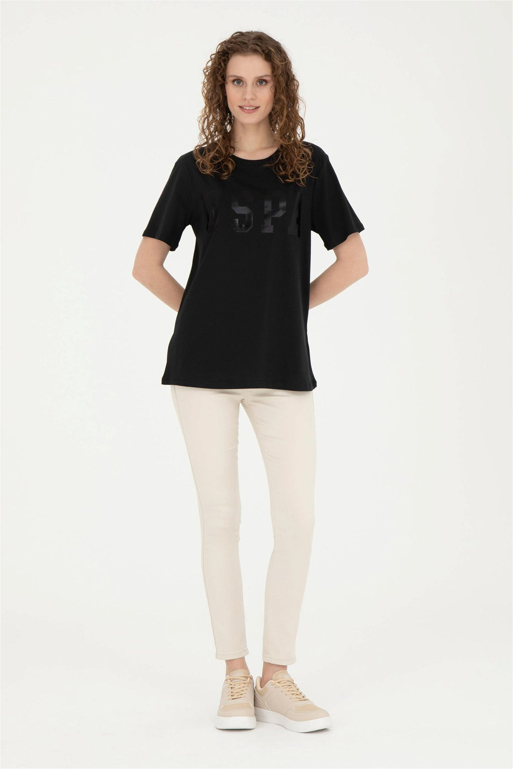 Женская черная базовая футболка - U.s. polo assn фото 4