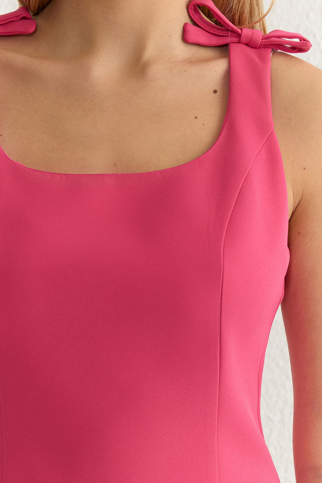 Fusya A Kesim Fiyonklu Mini Dokuma Elbise TWOSS25EL00267