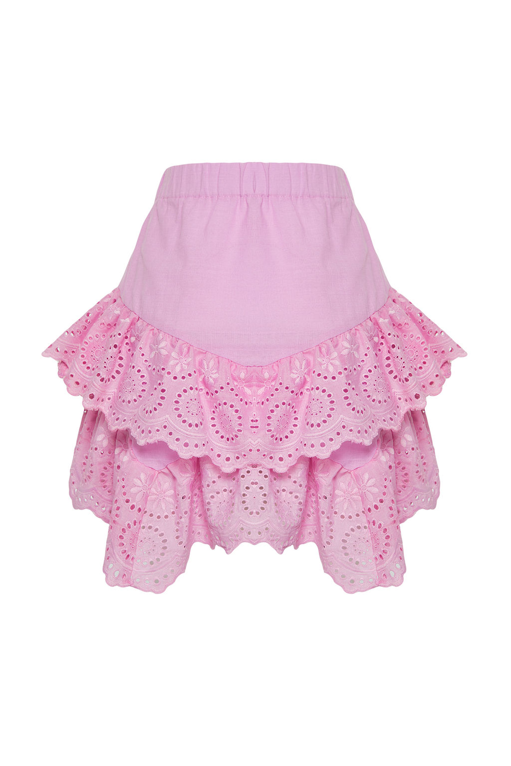 TRENDYOLMILLA Plaj Giyim Briddal Beyaz Mini Dokuma Brode Detayl? Flaml? Pamuk Plaj Etek TBESS24ET00004 фото 26