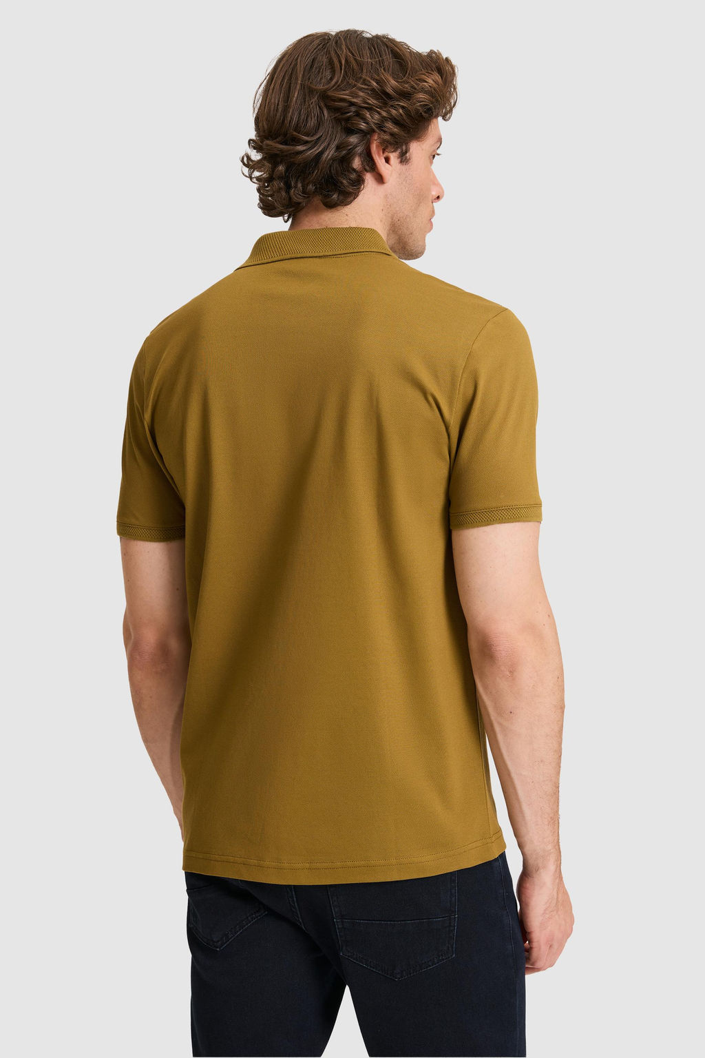 Erkek Ye_il Regular Fit Polo Yaka Basic Ti__rt