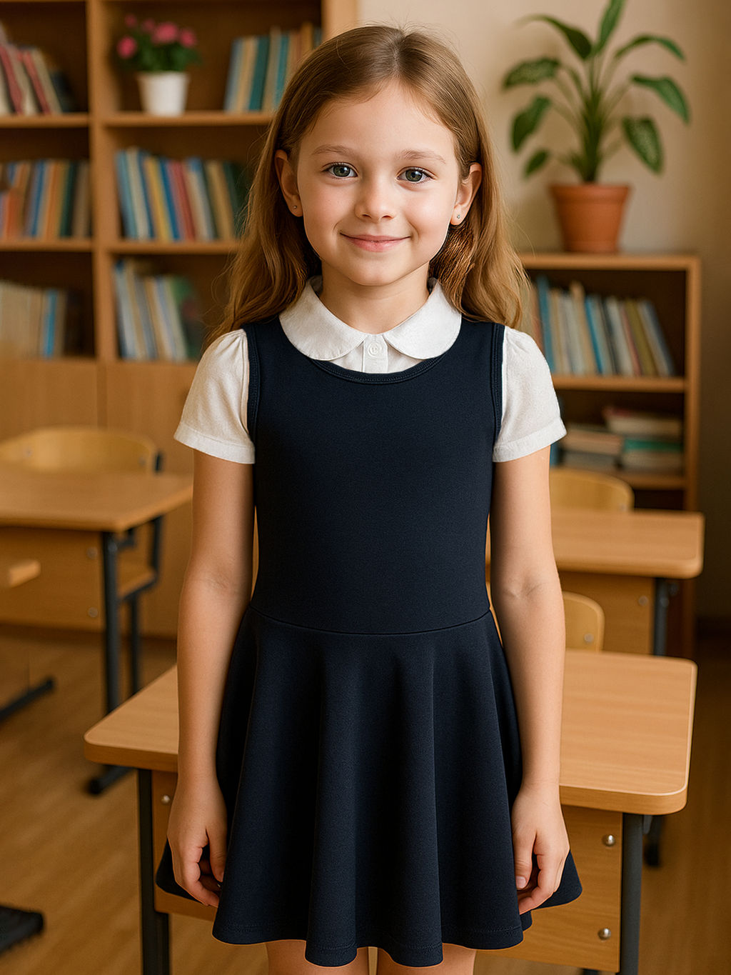 Сарафан детский школьный темно-синий 930 (146, 76)