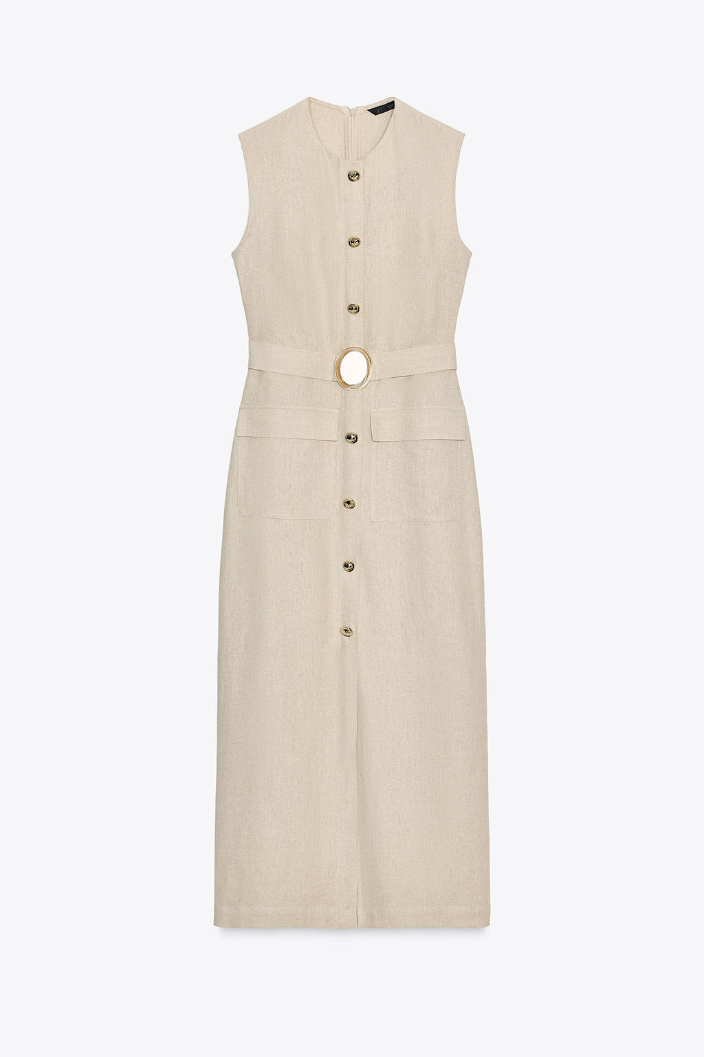 LINEN BLEND BUCKLE MIDI DRESS - Zara фото 10