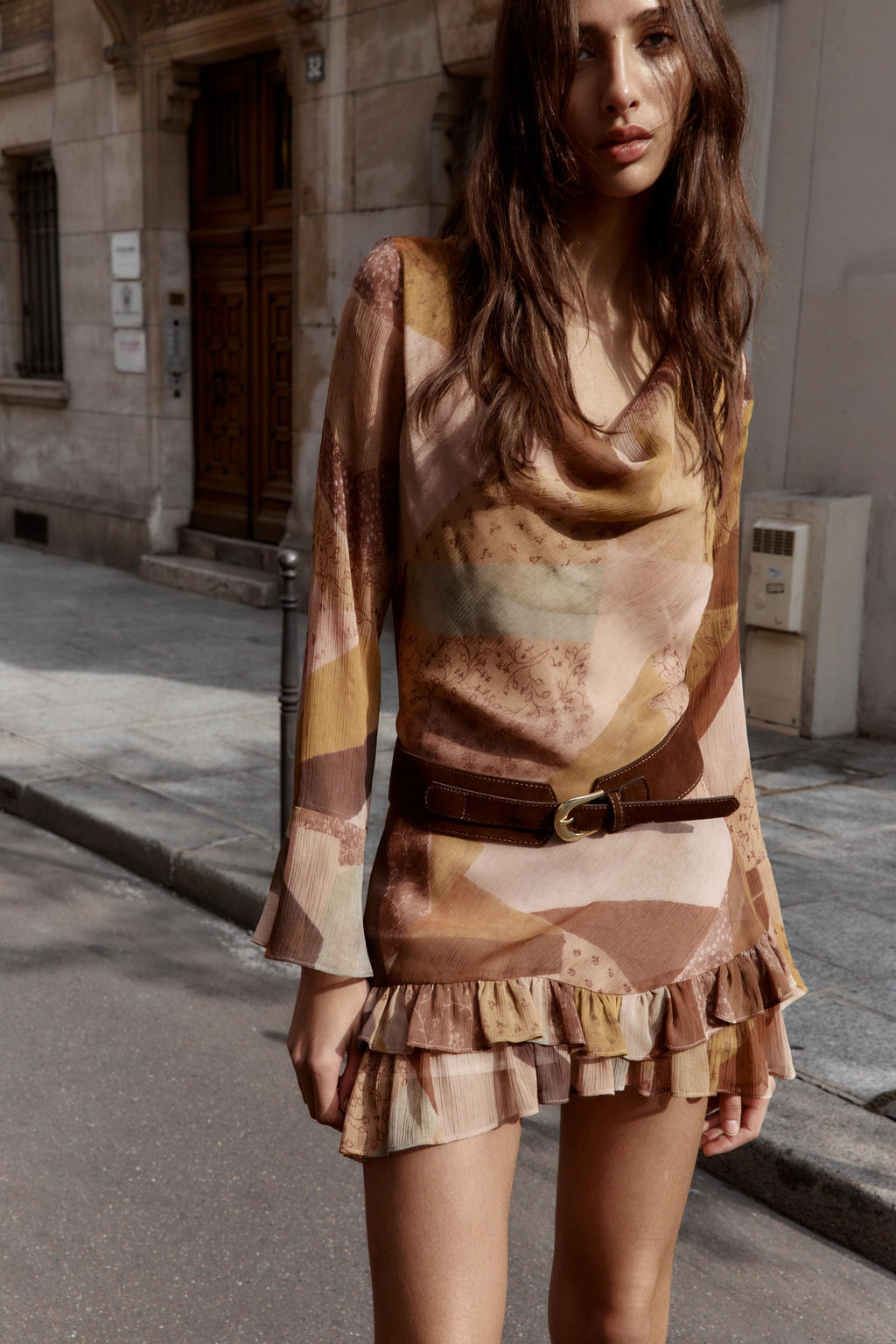 MINI PATCHWORK PRINT DRESS WITH BELT - Zara фото 2