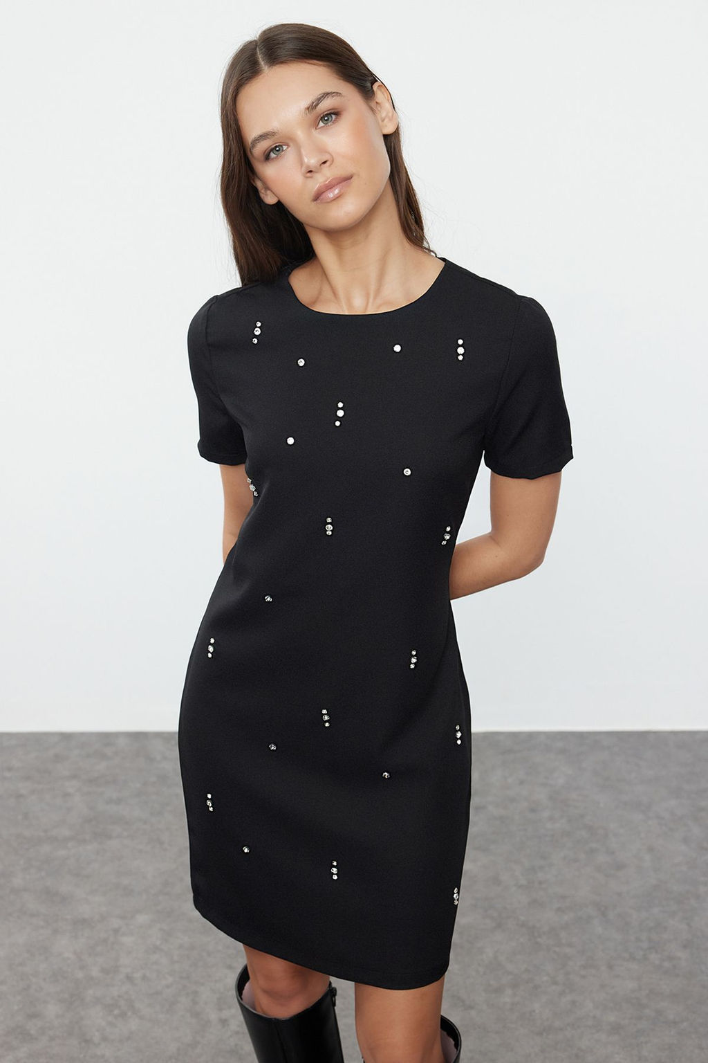 TRENDYOLMILLA Yesil Shift/Duz Kal?p Tas Islemeli Mini Dokuma Elbise TWOAW25EL00268  фото 2