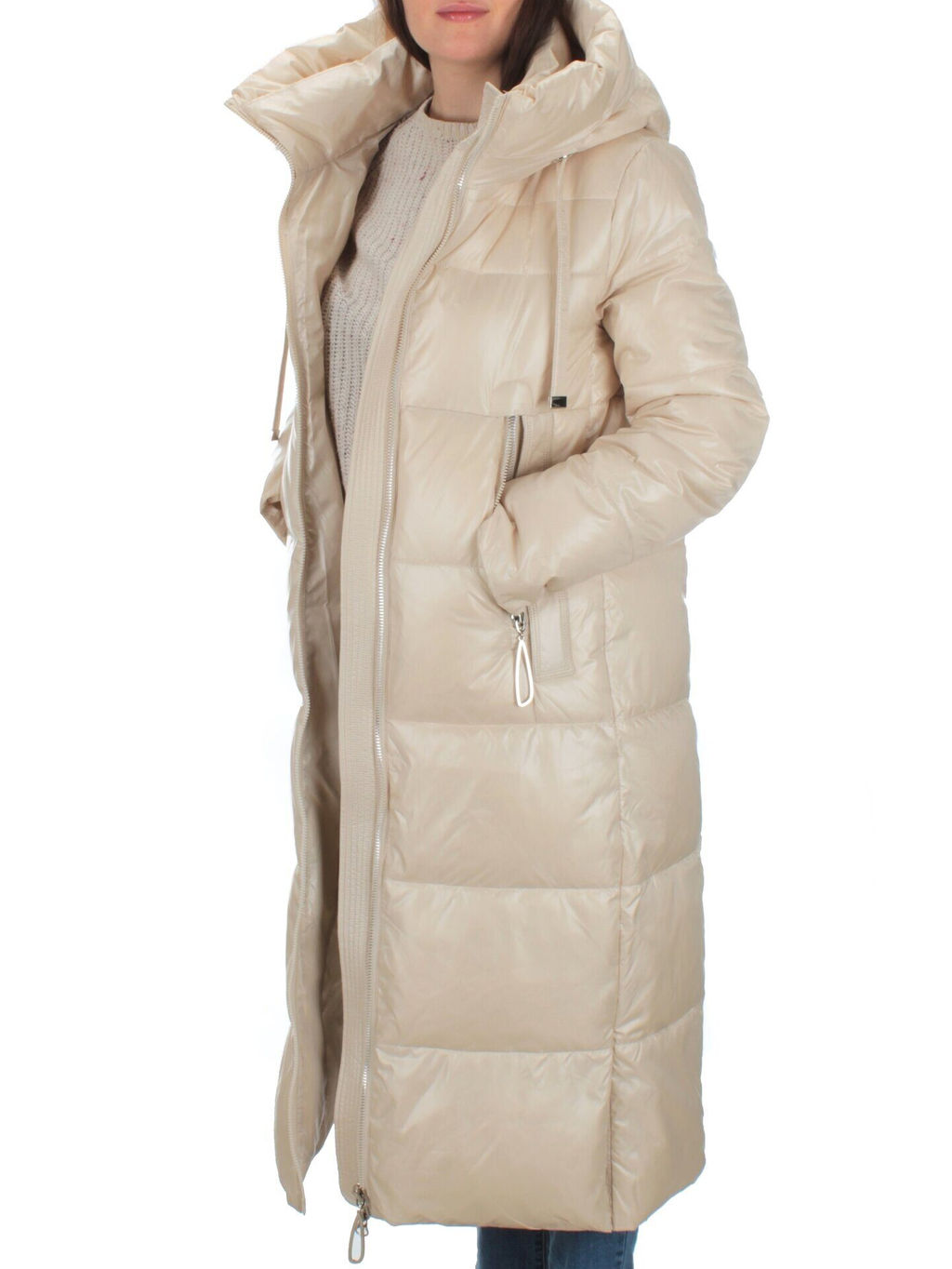22-116 LT. BEIGE Пальто зимнее женское (200 гр. тинсулейт) - Фабричный китай фото 9