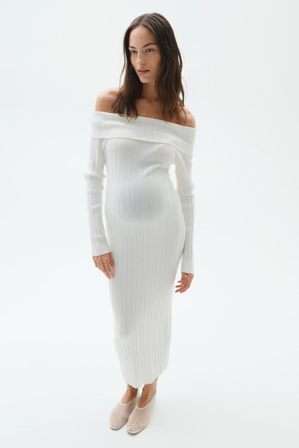 MAMA Vestido off-the-shoulder en punto de canale - H&m фото 2