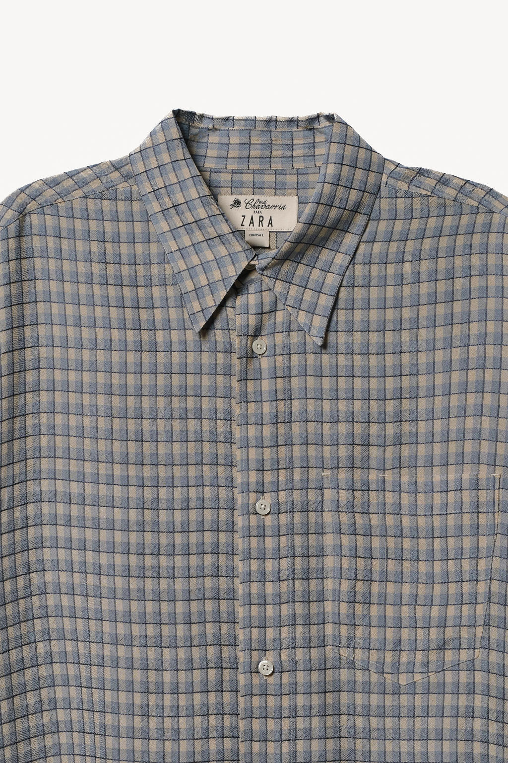 CAMISA OVERSIZE FIT CUADROS WILLY CHAVARRIA X ZARA / Azul / Blanco  фото 6