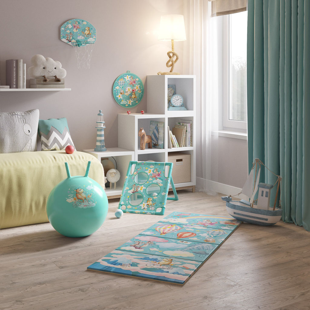 VAL KTR-M614-OC Коврик дет гимнастич Полоса препятствий, 60*144 см, 4 блока, цвет мятн., ПУТЕШАСТИКИ, шт - Valiant фото 7