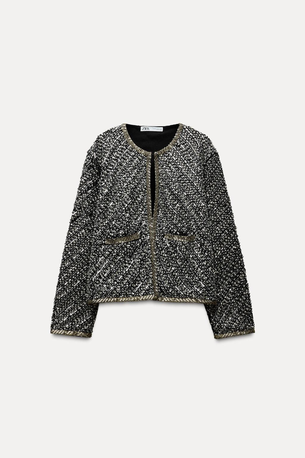 SEQUINNED BEADED CARDIGAN - Zara фото 3