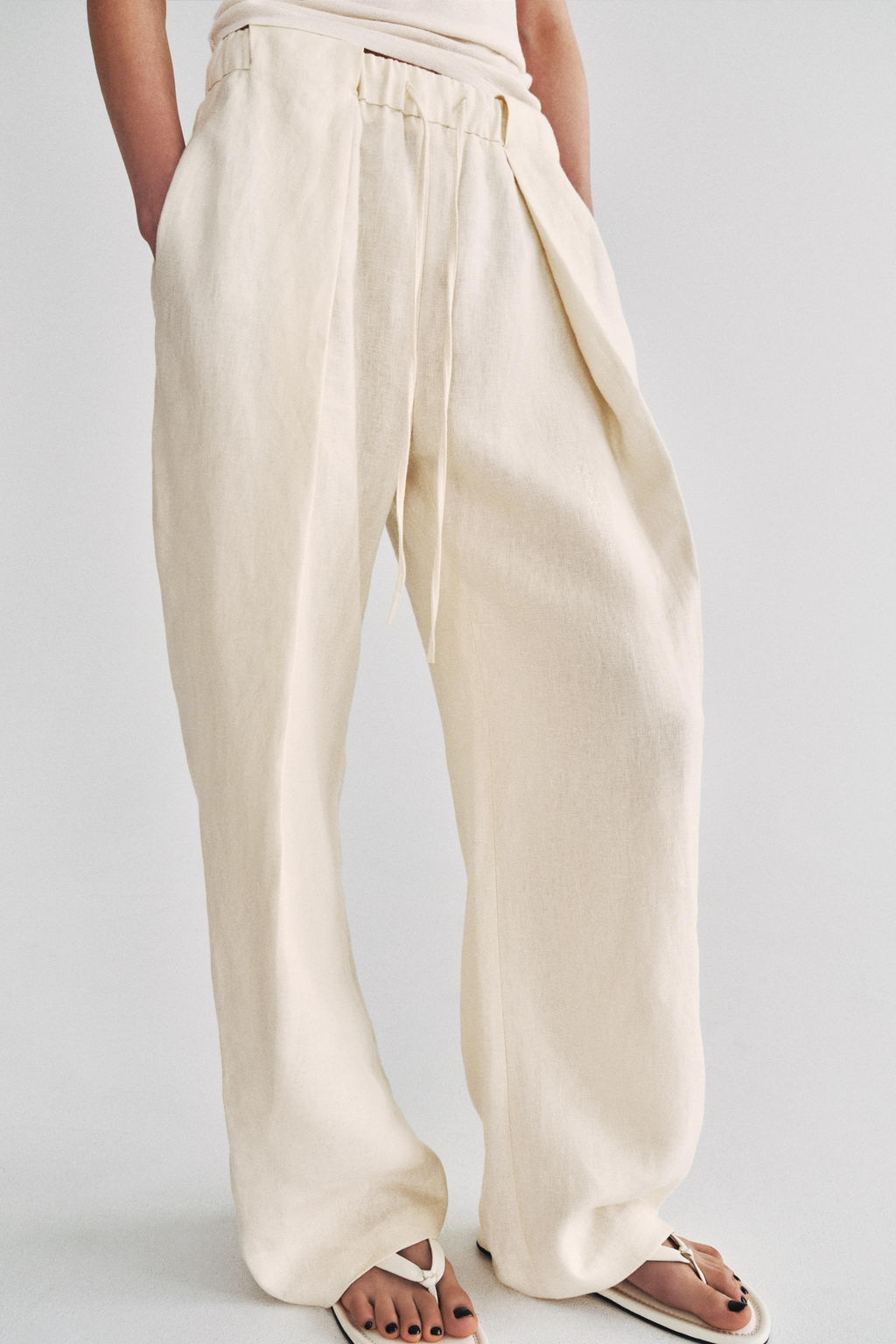 PANTAL?N PLIEGUES 100% LINO ZW COLLECTION / Crudo - Zara фото 2