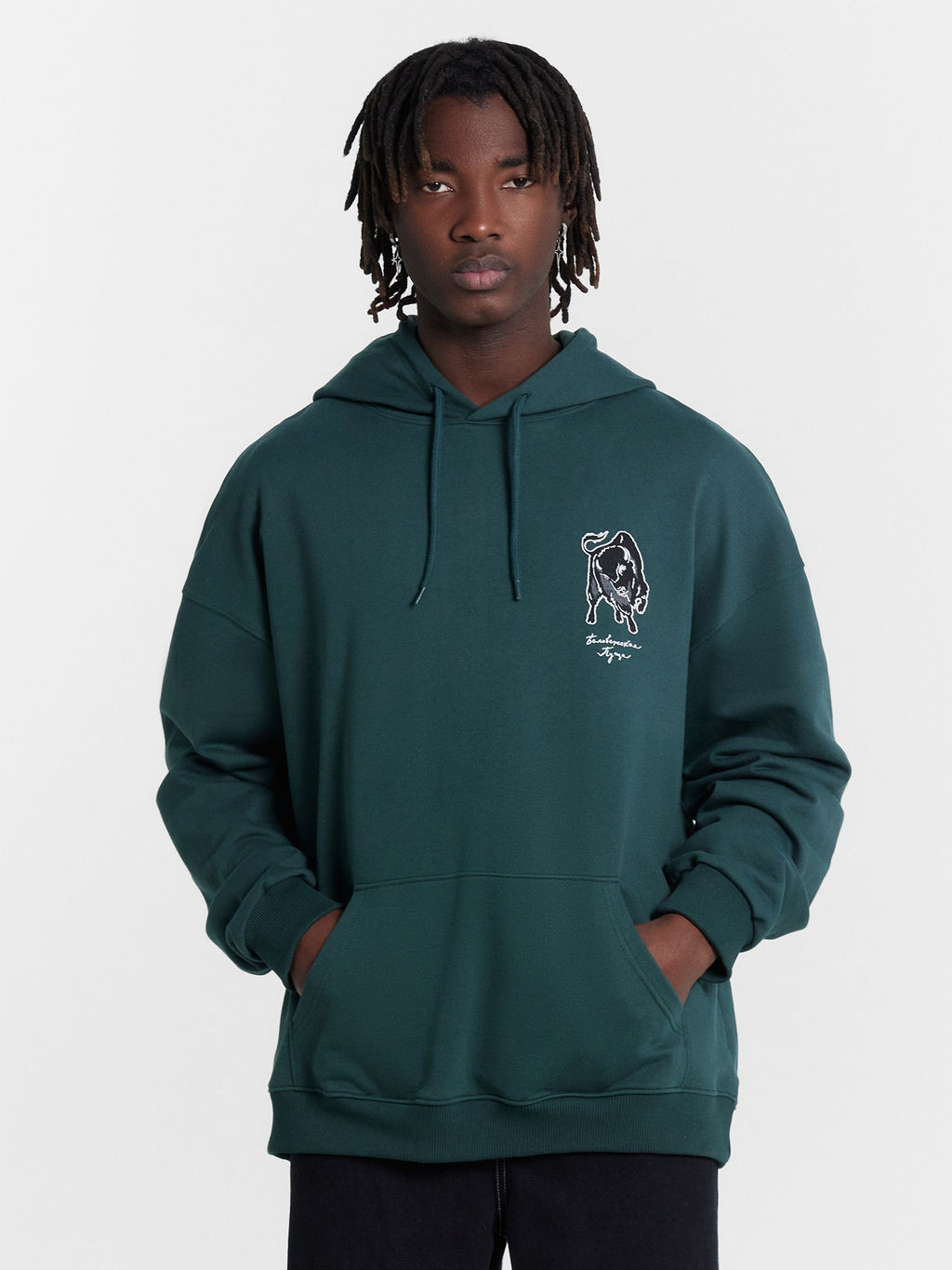 Худи мужское зеленое с принтом Беловежская пуща т.зеленый +печать 121927 - Mark formelle фото 3