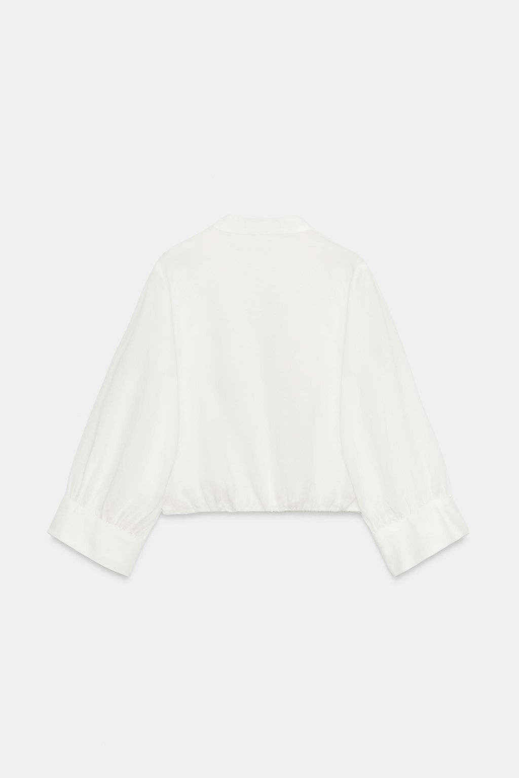 CAMISA GLOBO ALAMARES CON LINO / Blanco