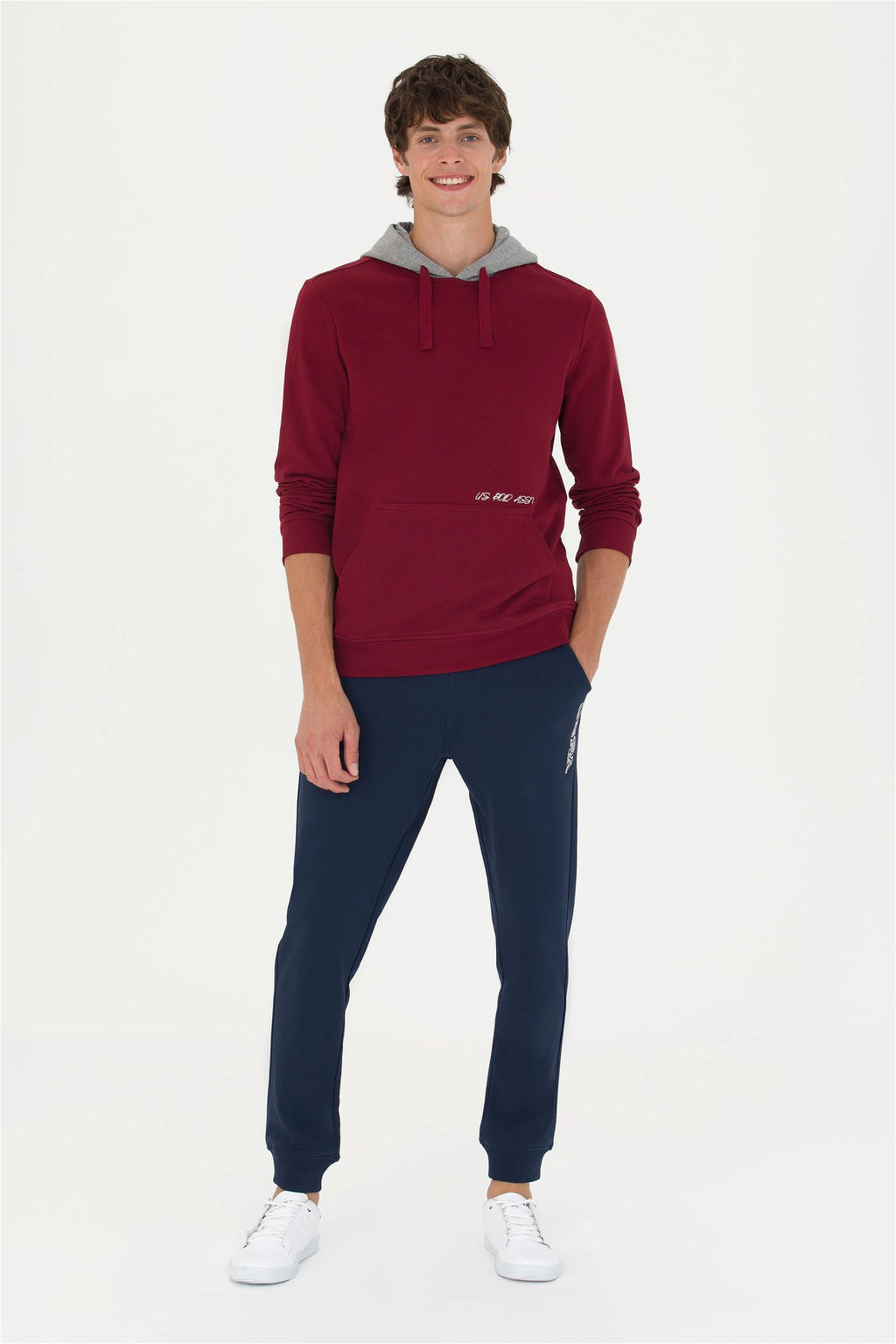 U. S. Polo Assn Мужская бордовая красная толстовка с капюшоном - U.s. polo assn фото 4
