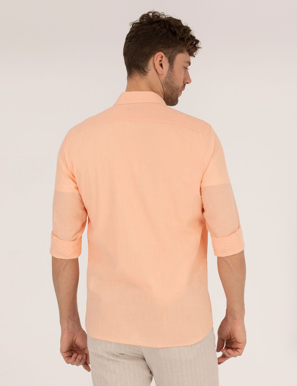 Turuncu Slim Fit Uzun Kollu G_mlek