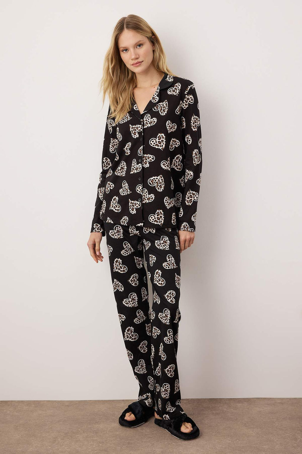Trendyolmilla Pembe %100 Pamuklu Leopar Kalpli Orme Pijama Tak?m? THMAW25PT00142  фото 12