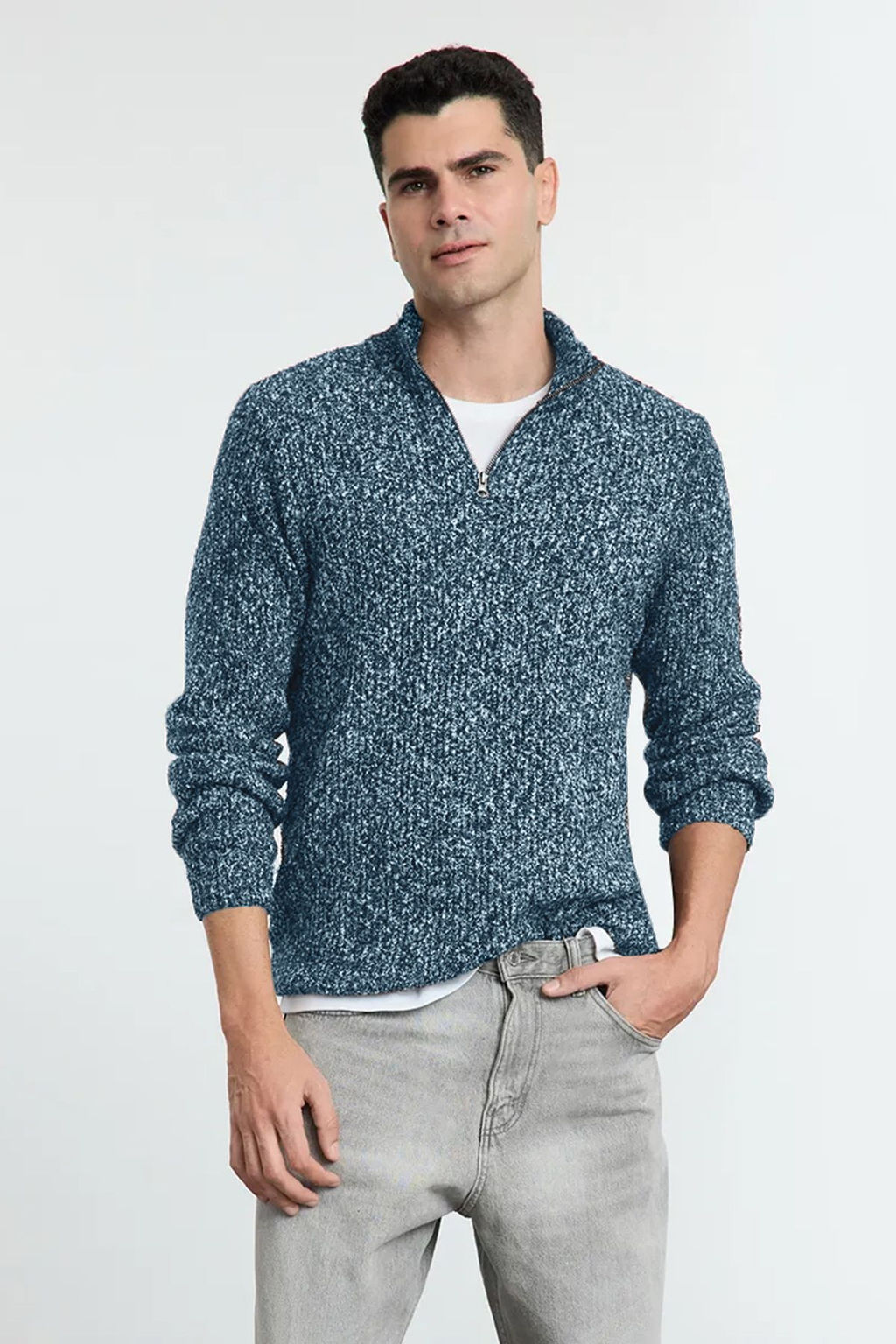 Trendyolmilla Man Antrasit Casual Unisex Regular Fit Yar?m Bal?kc? Yaka K?rc?ll? Triko Kazak TMNAW25KZ00019  фото 7