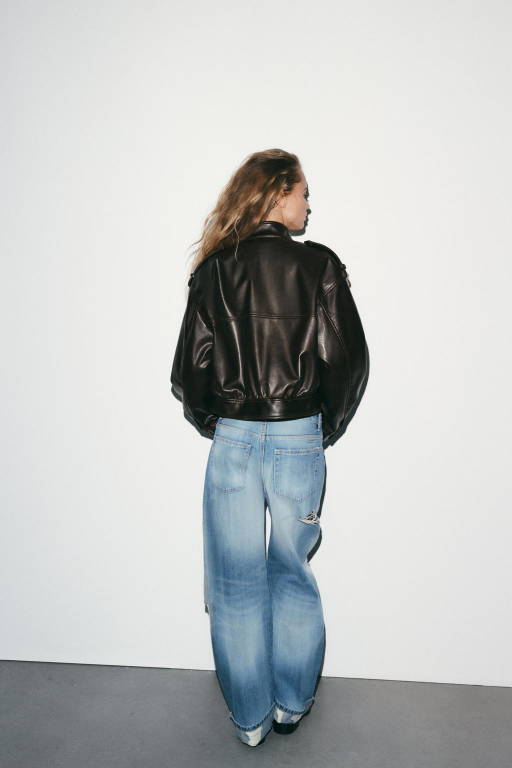 TRF RIPPED BAGGY FOLDED JEANS