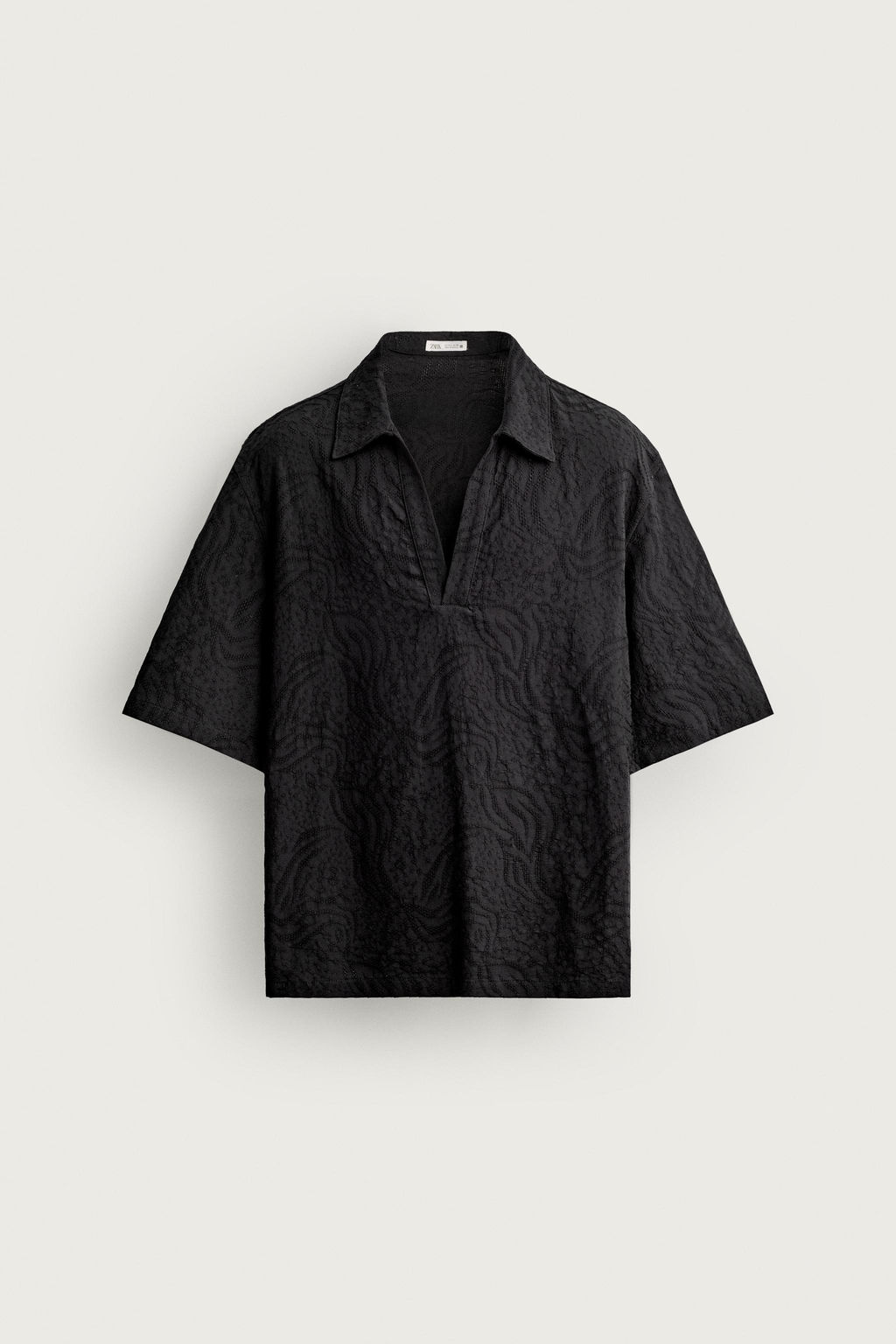 CAMISA POLO RELAXED FIT JACQUARD / Negro - Zara фото 7