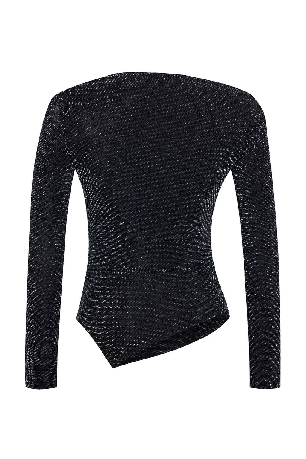 Antrasit Asimetrik Yaka Simli Orme S?k/Gece Party Bluz TPRAW25BZ00018