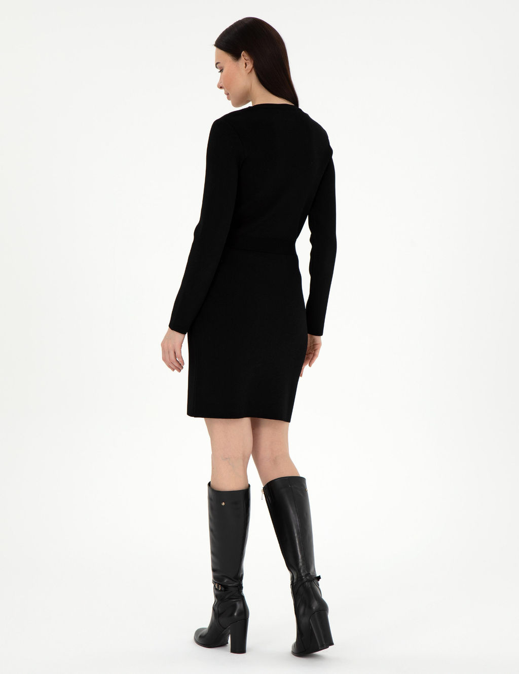 Siyah Slim Fit Triko Elbise - Pierre cardin фото 4