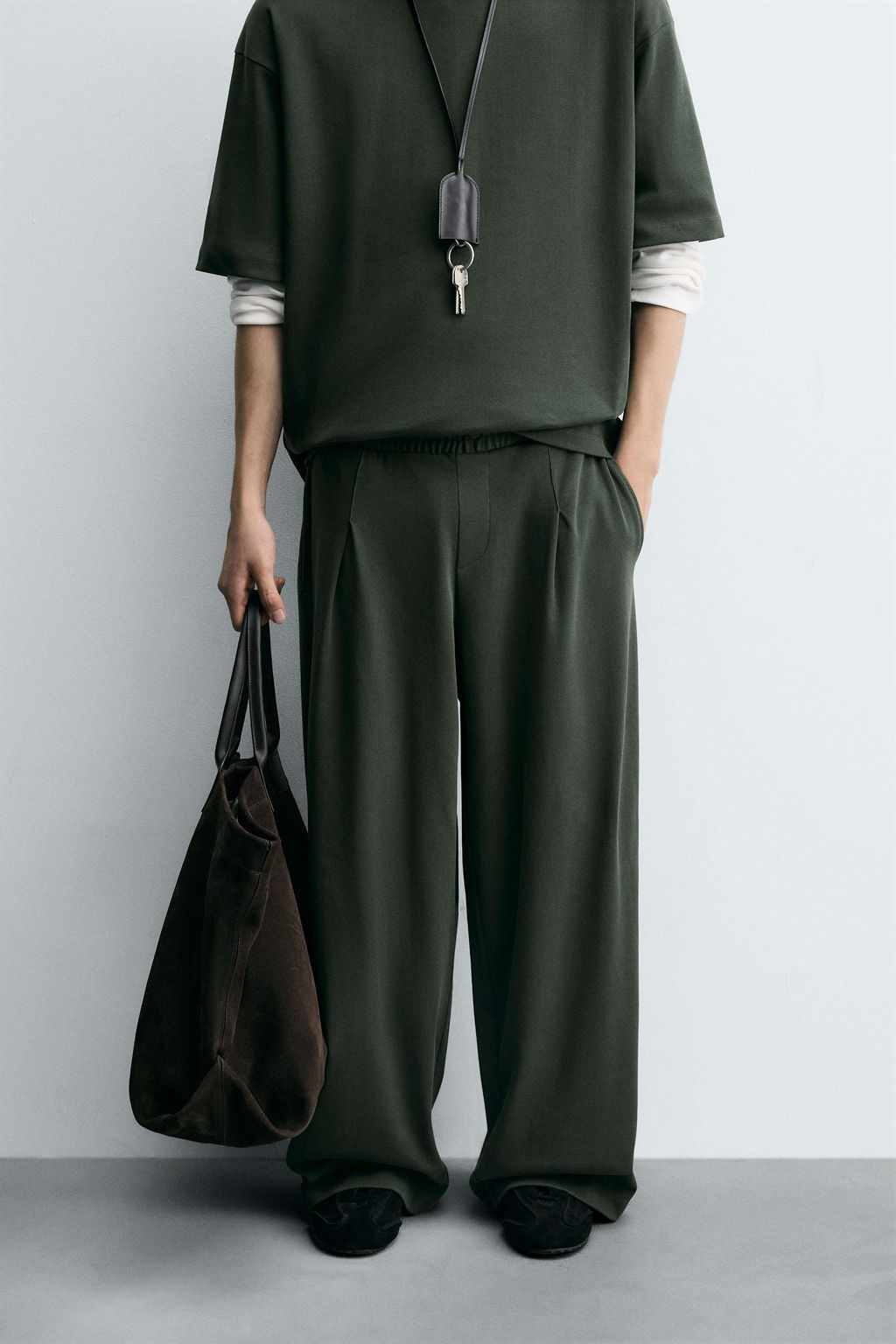 WIDE-LEG PLEATED JOGGER TROUSERS - Zara фото 2
