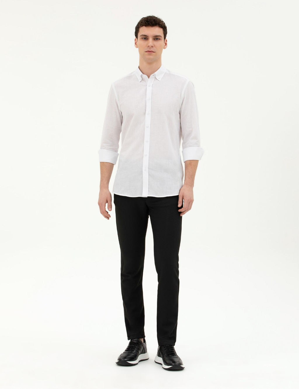 Рубашка Pierre Cardin Slim Fit белая с длинным рукавом