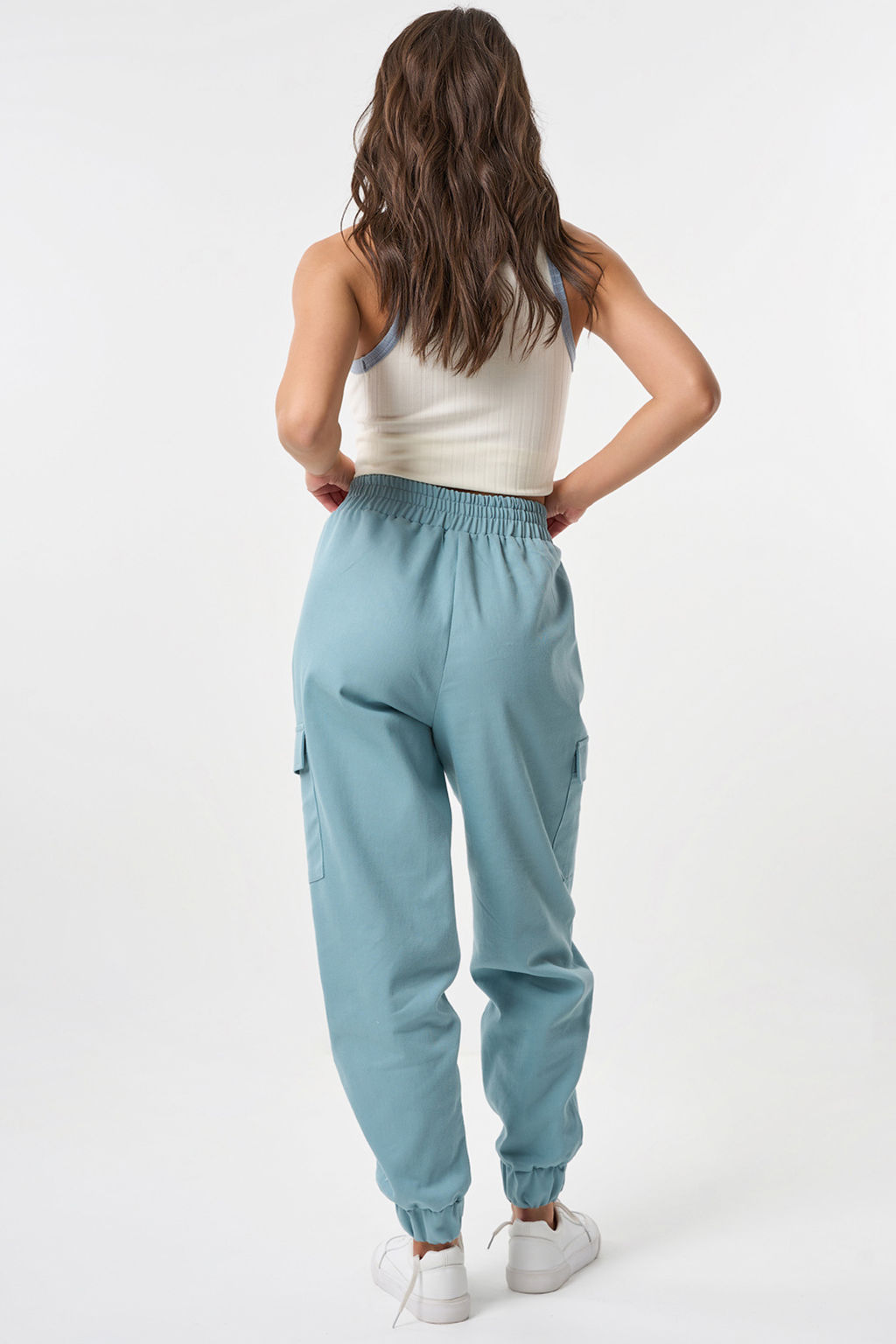 Брюки карго из плотного хлопка под деним голубой дым