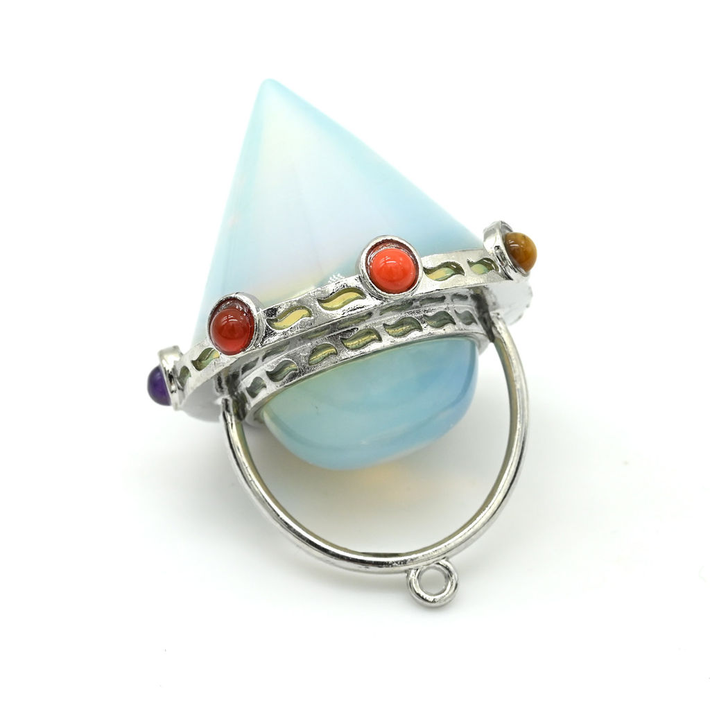 Маятник 7 чакр для принятия решений 33*47мм с лунным камнем