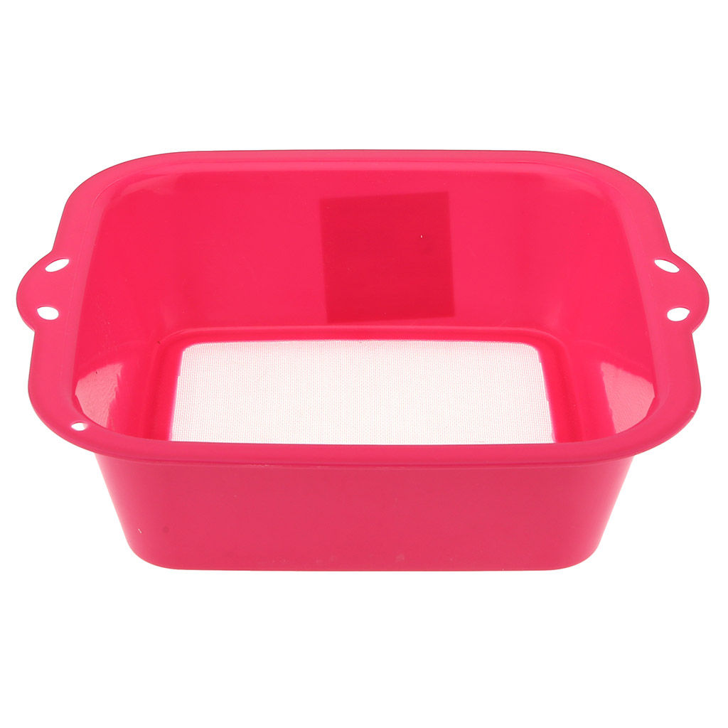 Сито пластмассовое Квадро 20х20см, h6,5см, цвета в ассортименте: салатовый, фуксия, голубой (24,2х22,3х6,5см) (Китай)