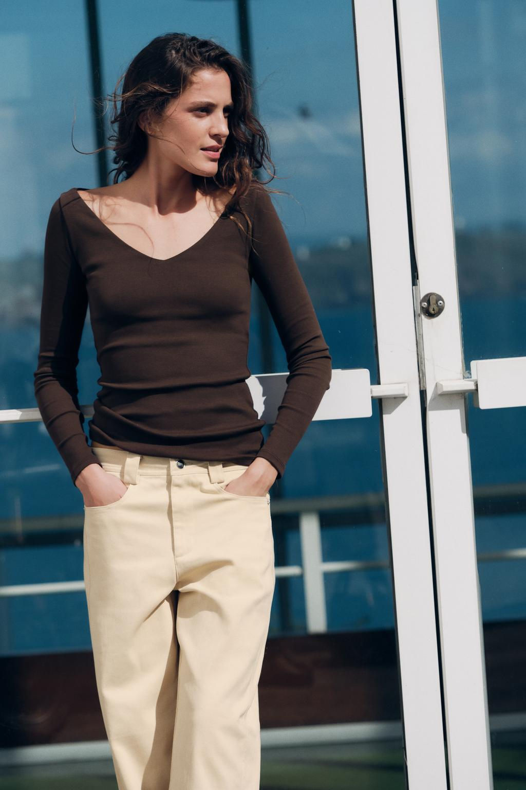 RIBBED LONG SLEEVE T-SHIRT - Zara фото 13