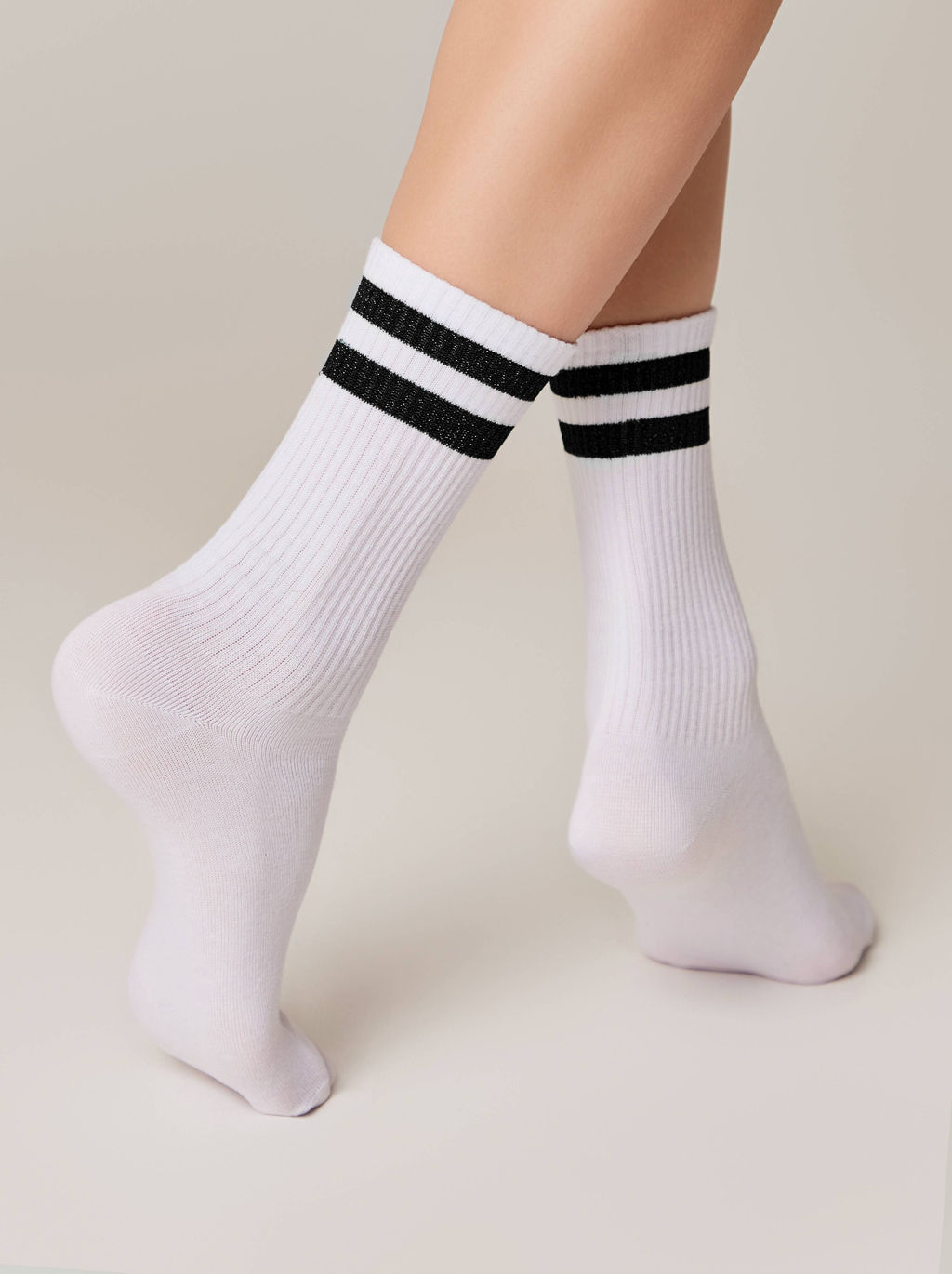 Цена за 2 пары. Носки удлиненные CONTE ACTIVE Хлопковые носки с яркими полосками из люрекса - Conte elegant фото 2